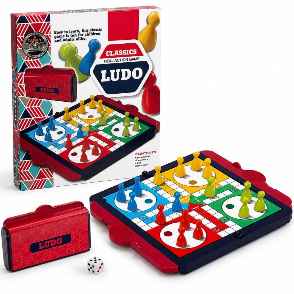 Jogo de Tabuleiro Ludo Clássico Portátil para Jogos em Família