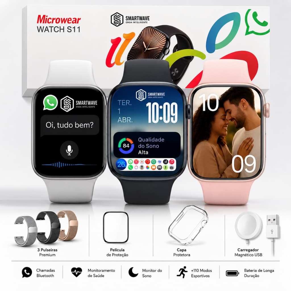 Relógio Smartwatch S11 Série 11 Tela AMOLED 2.02" HD GPS Monitor Saúde Esportivo 46mm