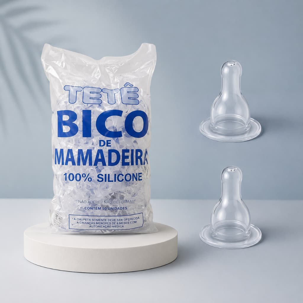 kit c/ 25 Unidades Bico De Mamadeira Redondo Tetê Infantil