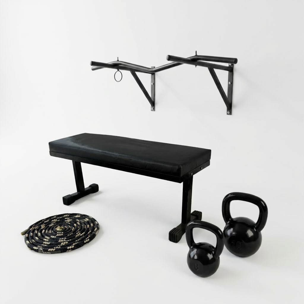 KIT 2 KETTLEBELL 6KG E 10KG BANCO BARRA FIXA CORDA PARA MUSCULACAO TREINO FUNCIONAL EM CASA ACADEMIA COMPLETO