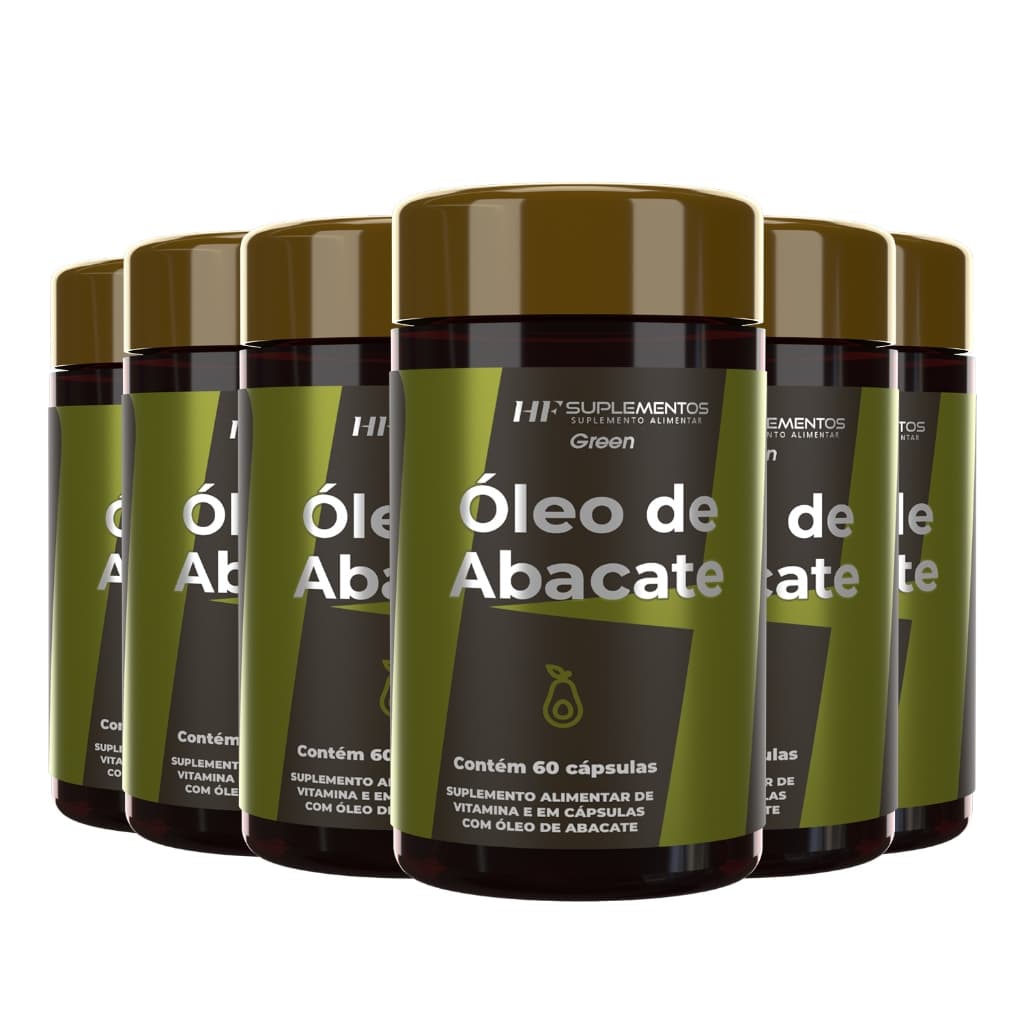 6x OLEO DE ABACATE COM VITAMINAS 1000MG 60 CAPS HF SUPLEMENTOS