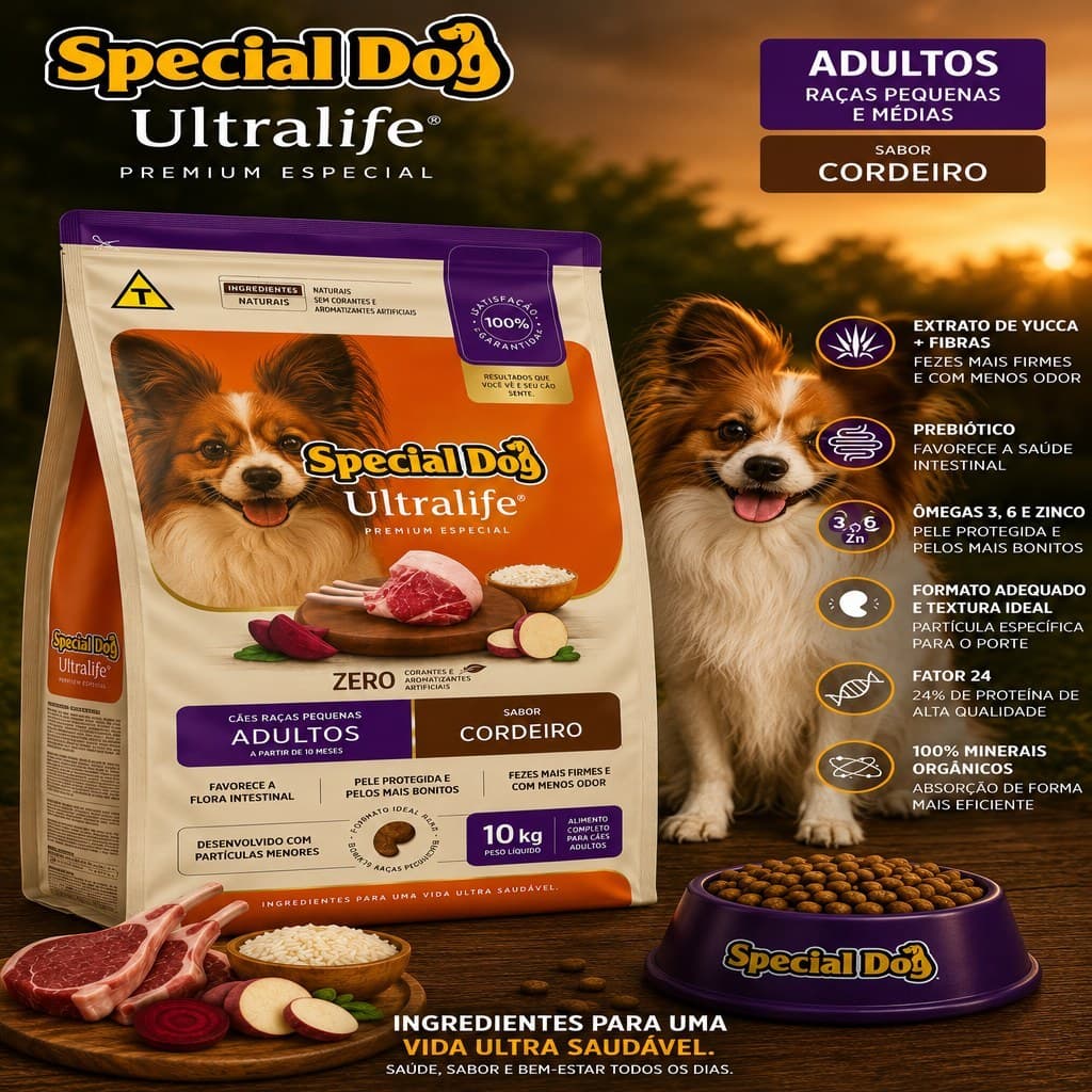 Ração Para Cachorro 10.1kg Special Dog Adulto Raças Pequenas Cordeiro 24% Proteína