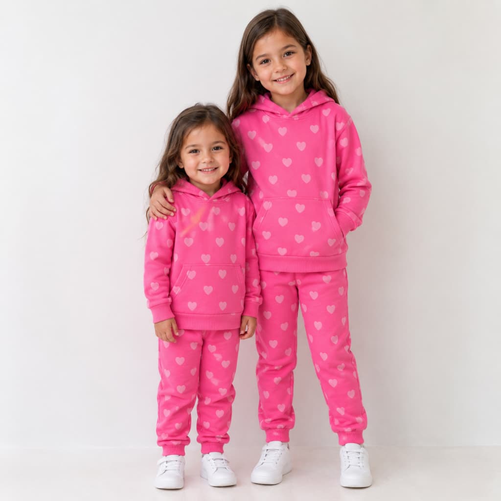 Conjunto Moletom Infantil Menina Com Capuz 100% Algodão