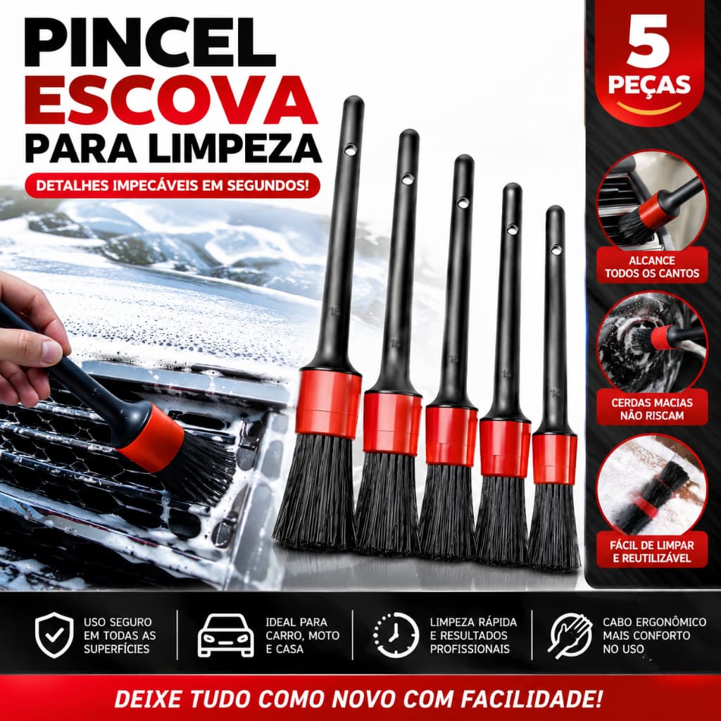 5 Peças/Conjunto Pincéis Escova Limpeza Multifuncional Rodas Automóveis Leve Interior Externo Couro Kit Ferramentas