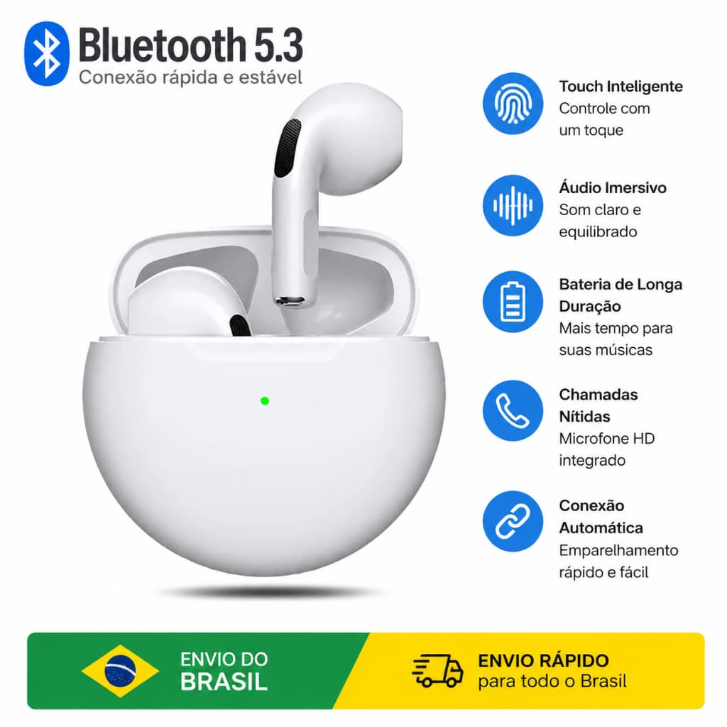 Fone de Ouvido Bluetooth Sem Fio Airs Pro Estéreo Cancelamento de Ruído TWS D23