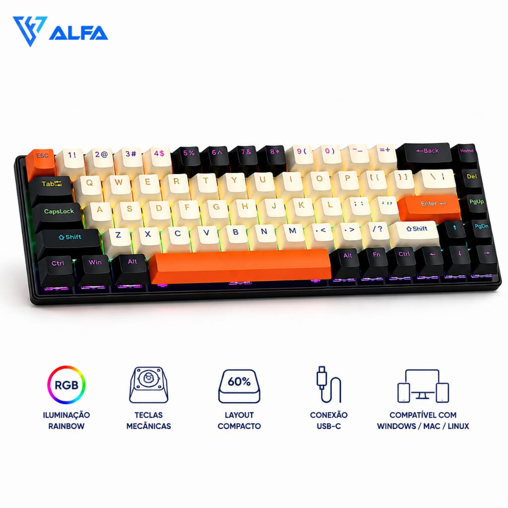Teclado De Escritório Com 68 Teclados Realmente Mecânicos