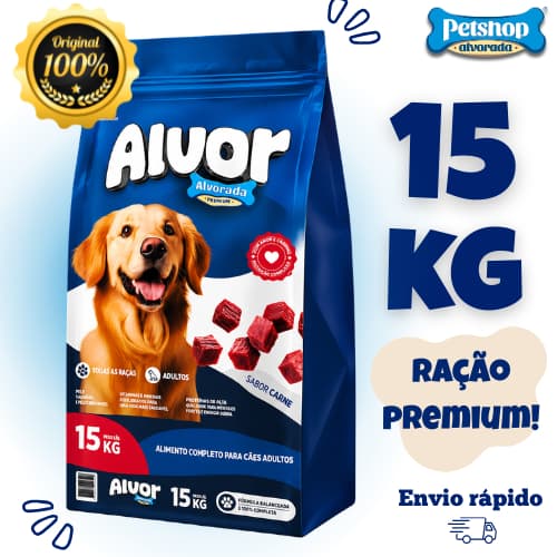 Ração para Cachorros Adultos Carne 15 kg – Nutrição Completa – Alvorada Pet Food