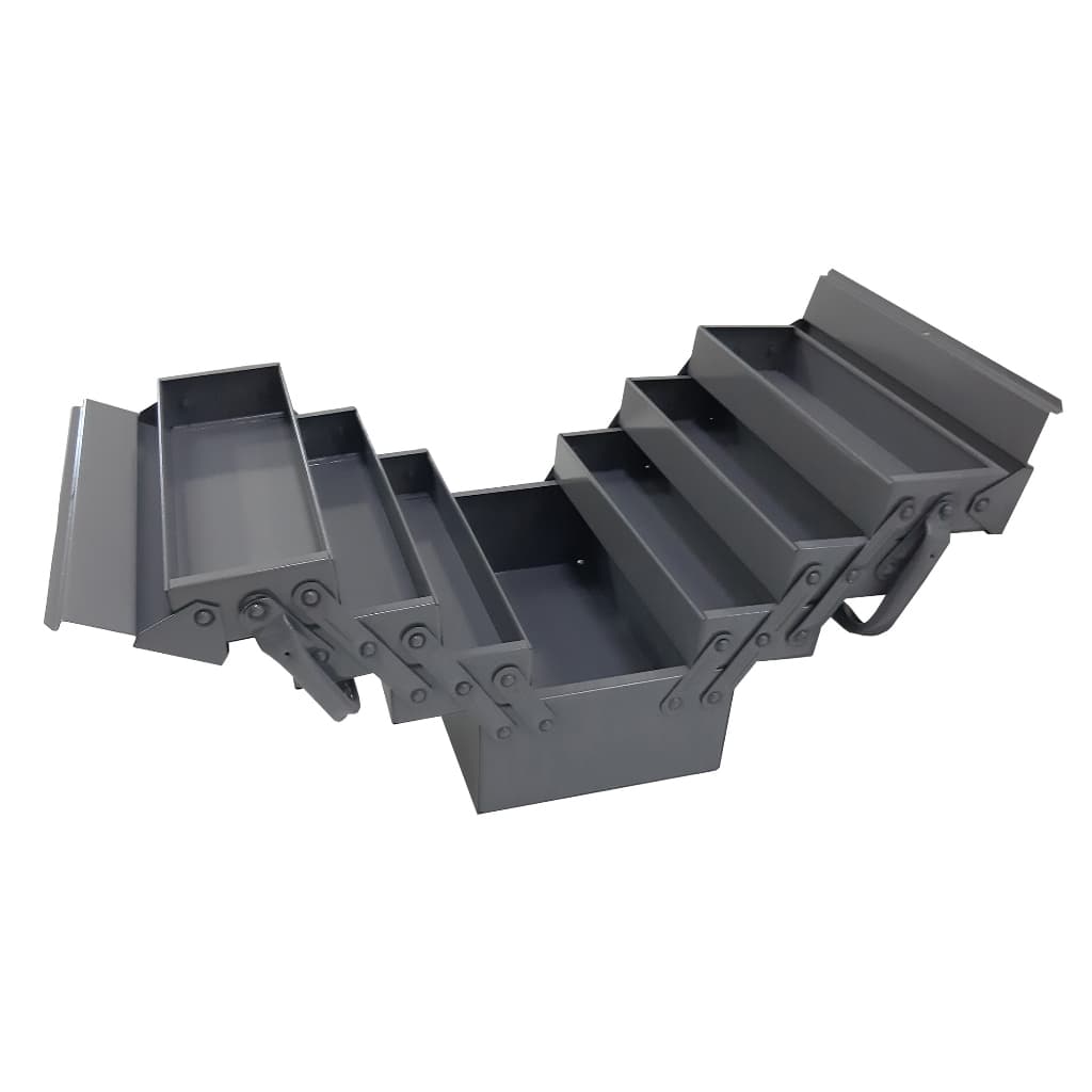 Caixa Ferramenta Sanfonada 7 Gaveta 50cm com Cabo Dobravel movel CINZA Aço Reforçada NILART 400.075