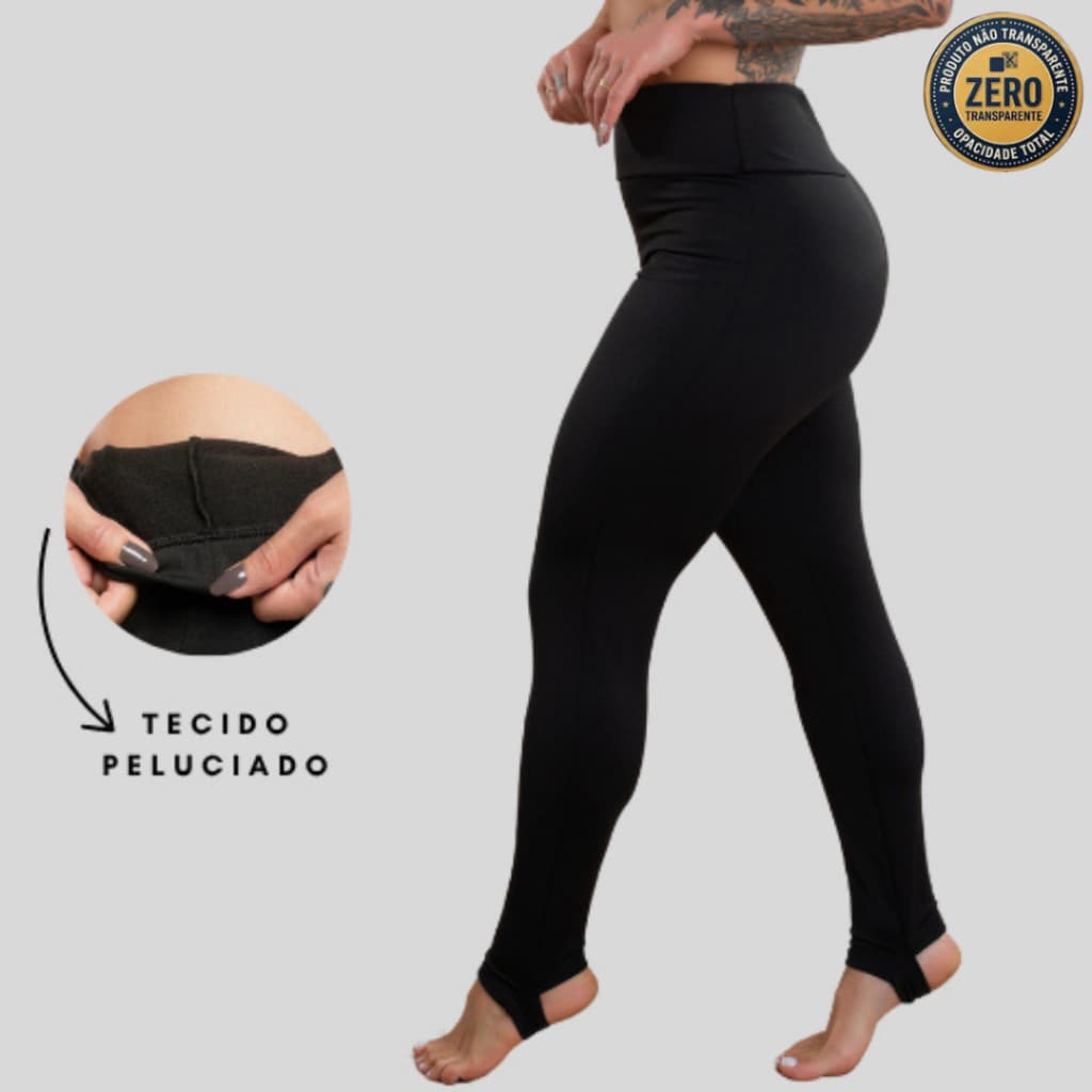 Calça Legging Peluciada Flanelada Cintura Alta Fitness Pezinho Inverno Moda Casual Academia DRB Modas