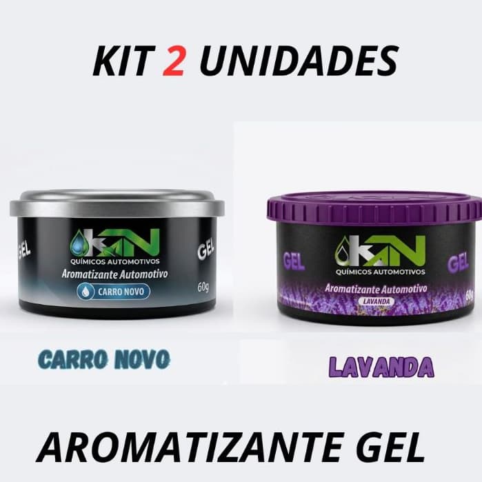 Kit 2 Aromatizante Para Carro Em Gel 60g Perfume Carro Novo Lavanda Órbi Kn Cheirinho