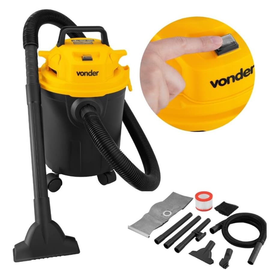 Aspirador de Pó e Água Profissional 1000W Função Soprador Com Rodas APV 1010 Vonder