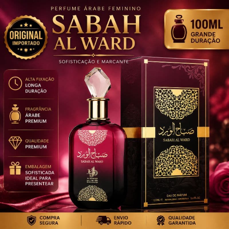 Perfume Árabe Feminino Sabah Al Ward Original Importado Alta Fixação Longa Duração Luxo Premium