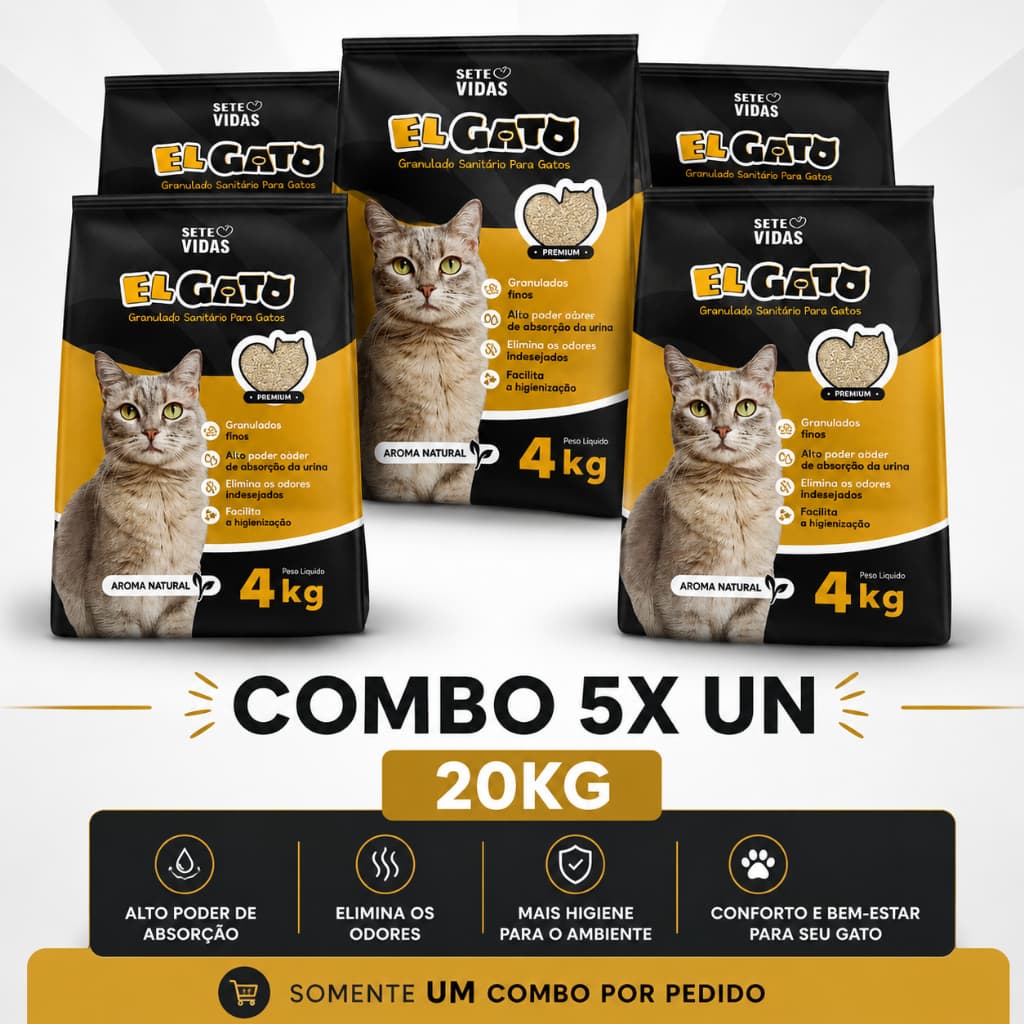 Combo 5x Areia Sanitária Para Gatos Premium Aromática Lavanda El Gato