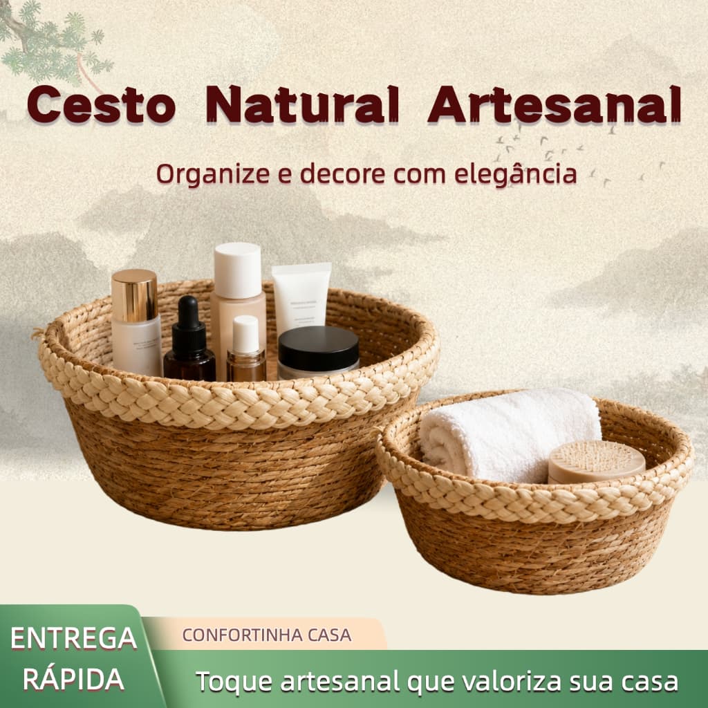 Cesto Organizador Decorativo Artesanal para Banheiro e Lavabo