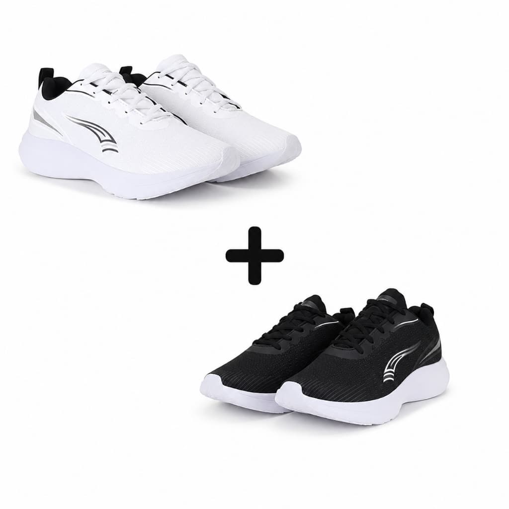 Kit 2 Pares Tenis Masculino Esportivo Preto Branco Casual Feminino Corrida Unissex
