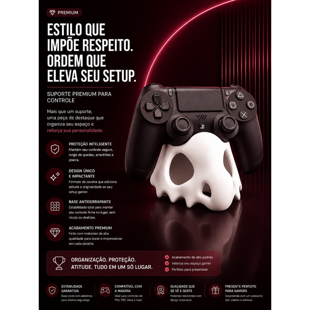 Suporte para controle console video game PS4 / XBOX estilo pokemon cubone