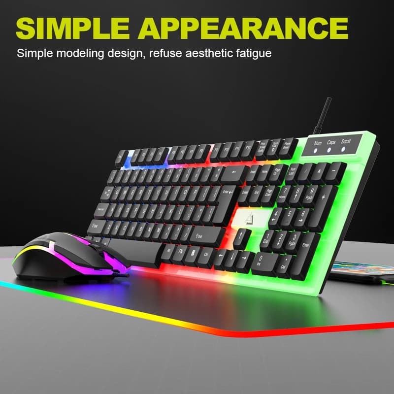 Kit Teclado Mecânico Estilo Punk + Mouse Gamer para Jogadores H8