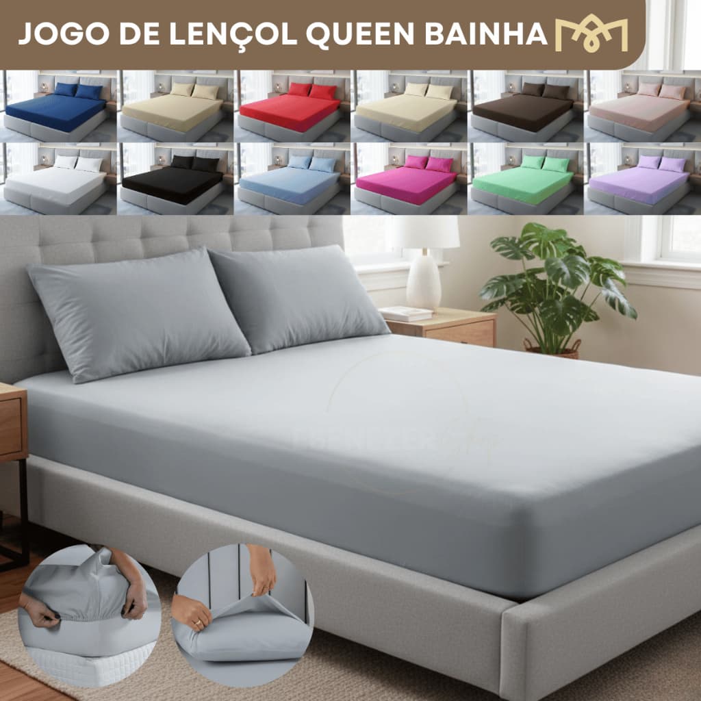 Jogo De Lençol 2 e 3 Peças Solteiro, Casal, Queen E King Toque Acetinado Suave Desing Liso Premium