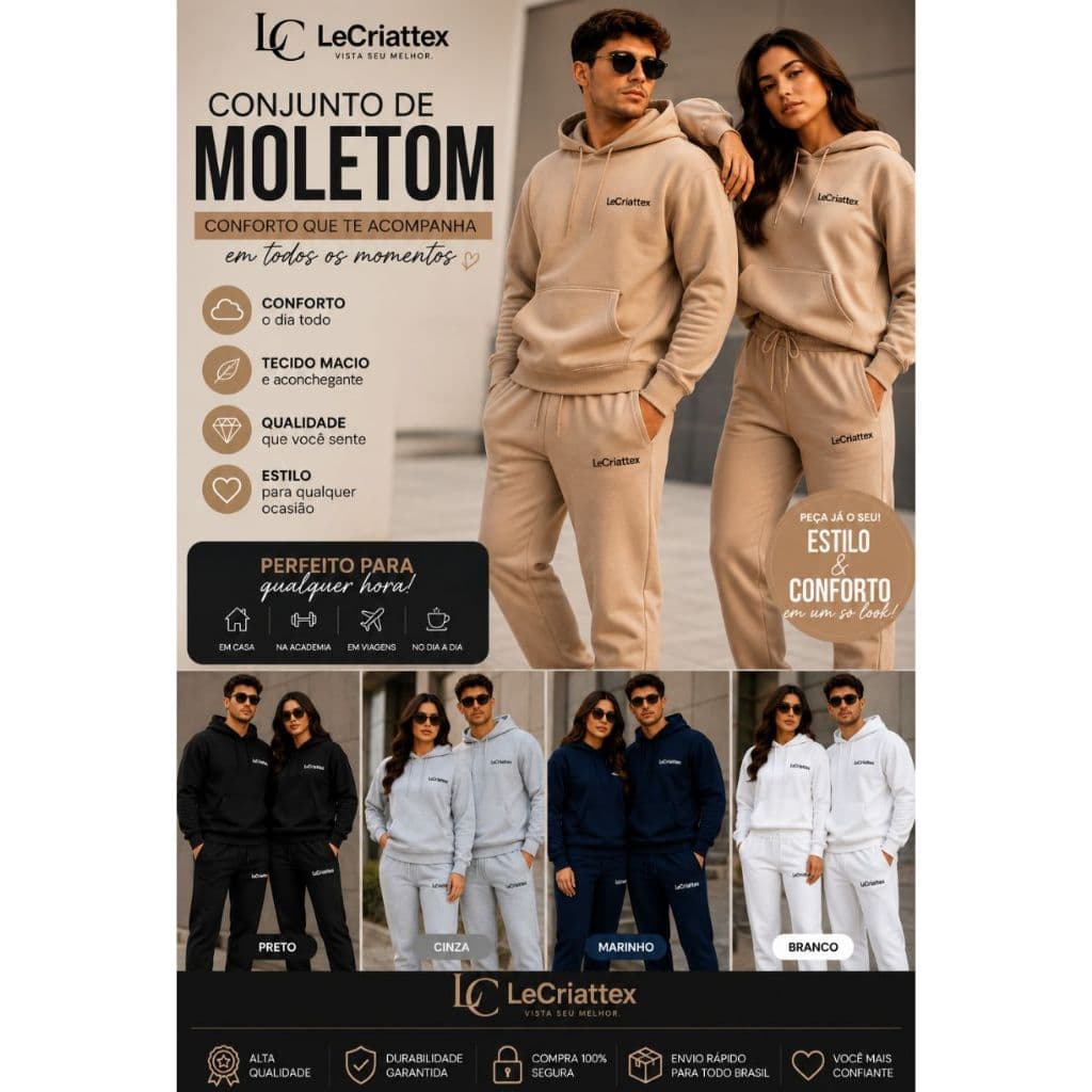 🔥 CONJUNTO MOLETOM CANGURU + CALÇÃO MOLETOM | CONFORTO E ESTILO 🔥