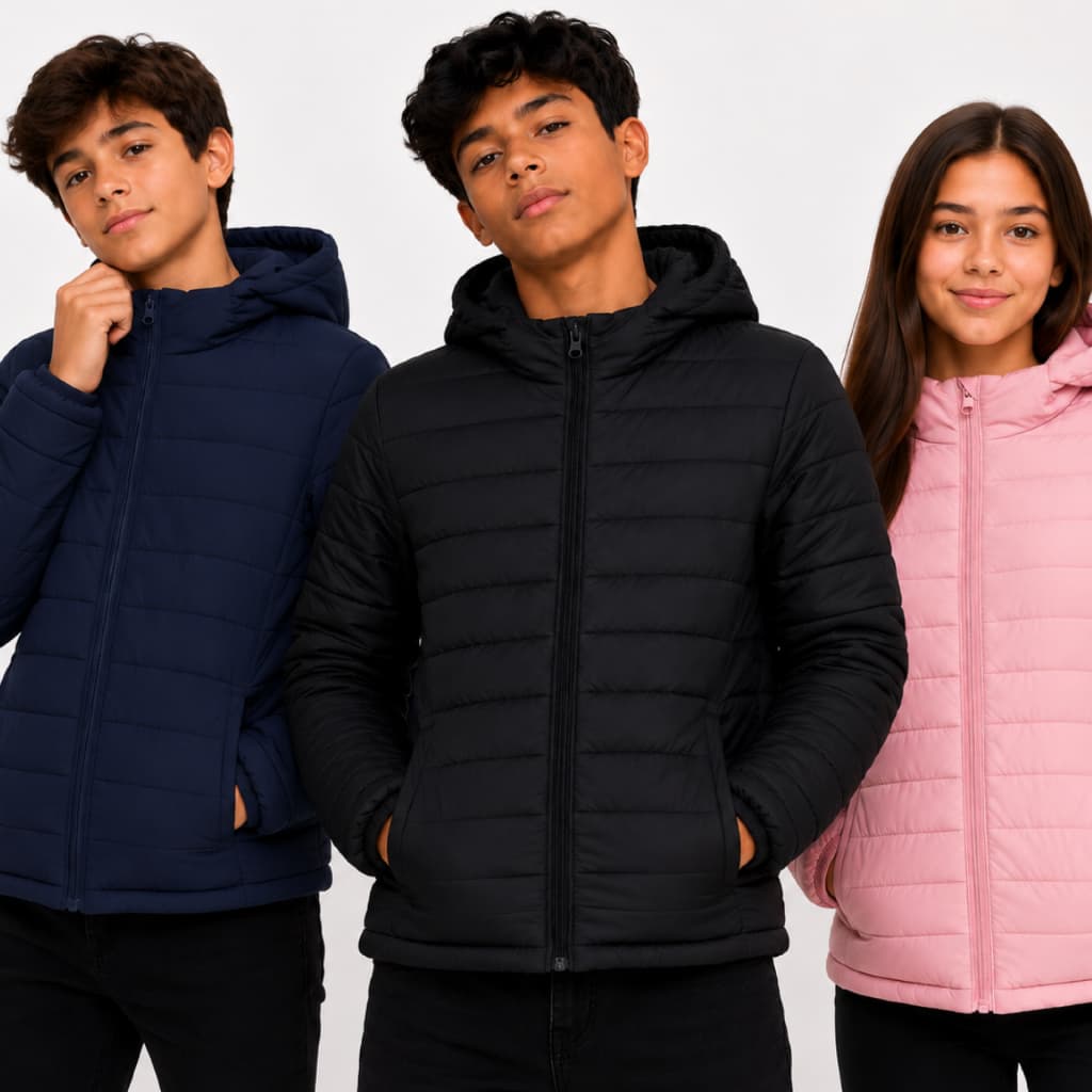 Jaqueta Puffer Infantil Masculina Peluciada Com Capuz 100% Impermeável