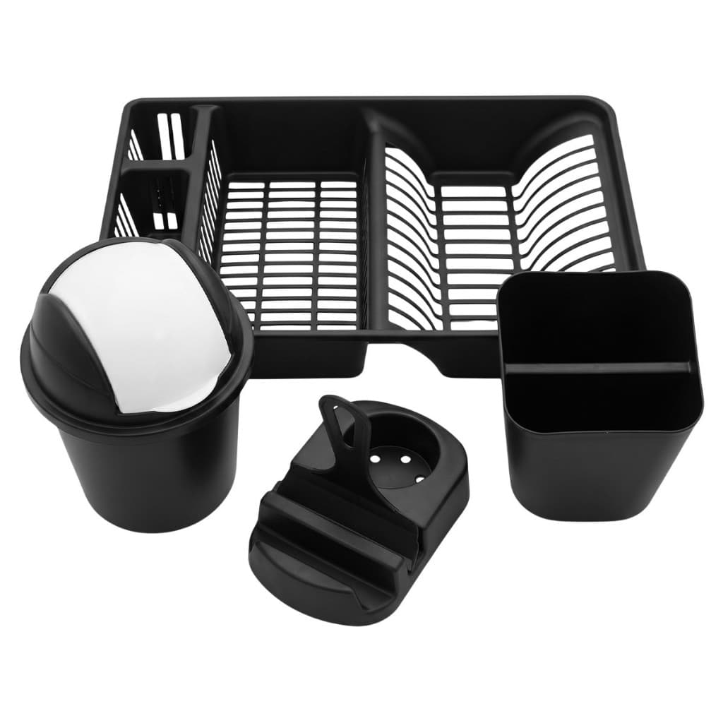 Kit Organizador de Pia Multiuso Elegante 5 Peças Cozinha Prática Cor Preto