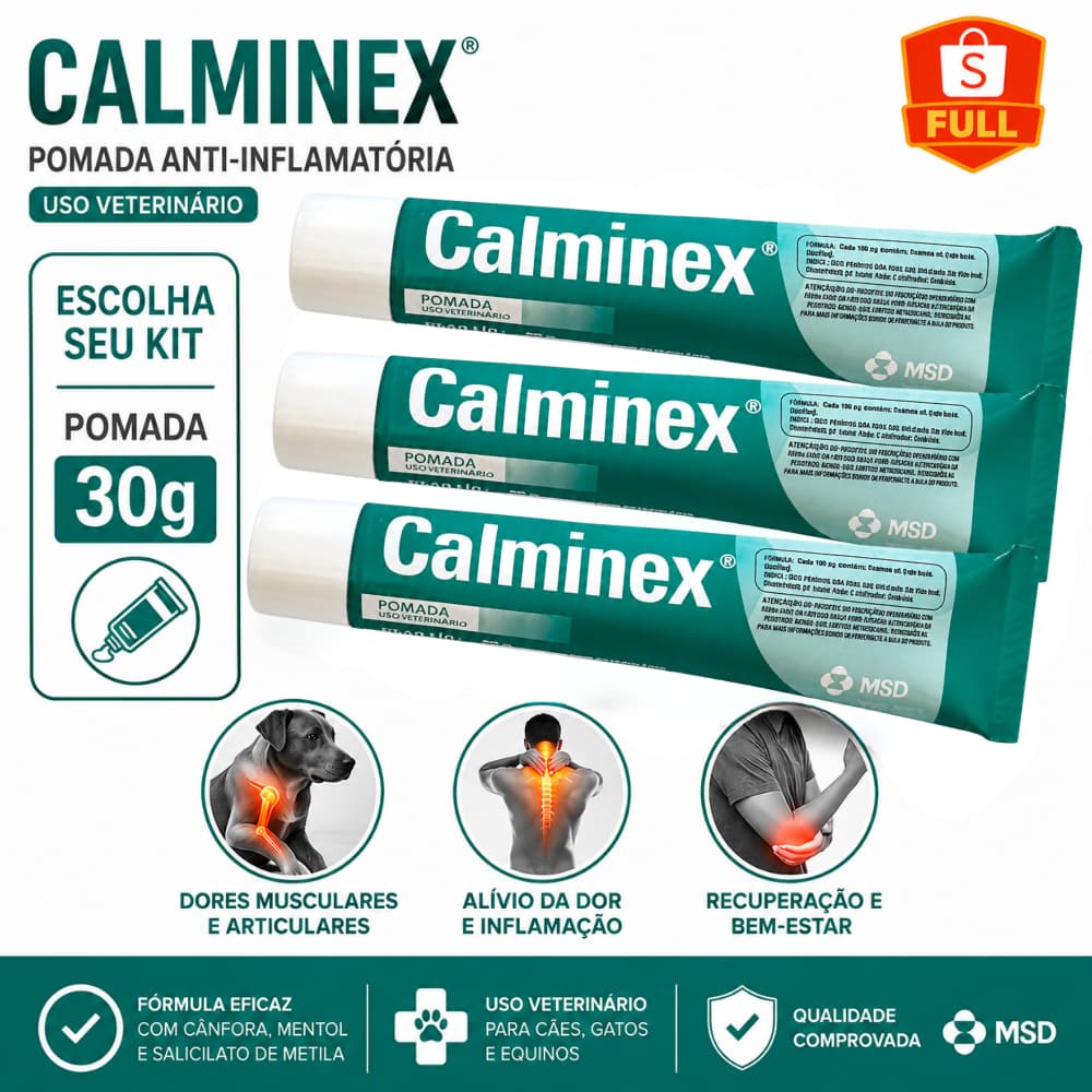 Calminex 30g Pomada Anti-inflamatória Para Dores Musculares - MSD - Escolha seu Kit