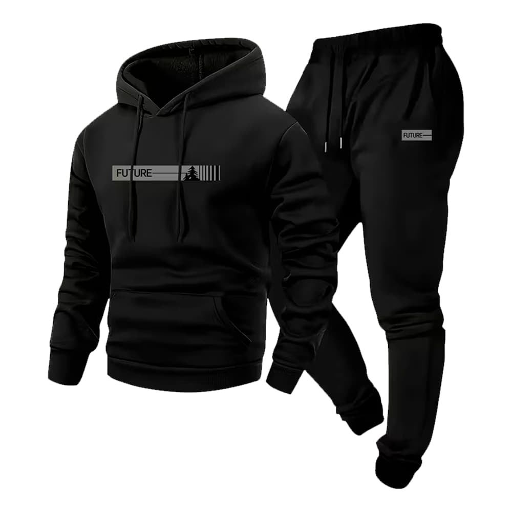 Kit Conjunto Moletom Canguru Capuz e Calça Moletom Jogger Algodão Masculino Minimalista Esportes Casual