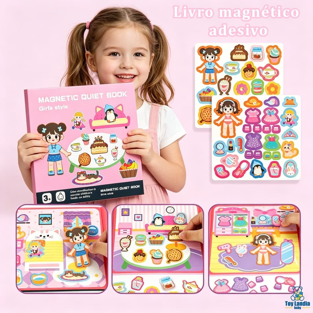 Livro magnético de adesivos silencioso para educação infantil, brinquedo educativo de montagem e rasgar à mão para crian