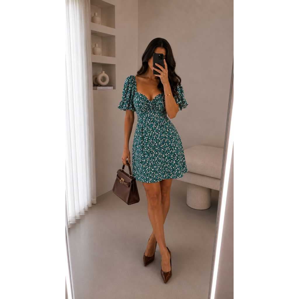 VESTIDO CURTO ROMANTICO, VESTIDO FEMININO, VESTIDO TAM P, VESTIDO FLORIDO