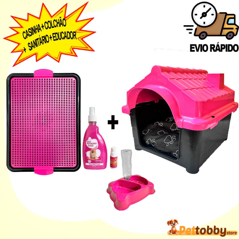 Casa nº 2 Casinha de Cachorro Pequeno + Caminha Pet Sanitário Higiênico Educador Xixi Sim Não