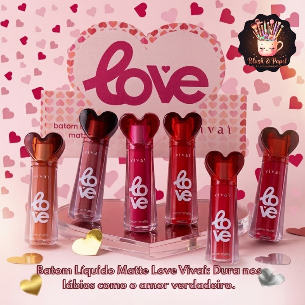 Batom Liquido Matte Love Vivai Coração Longa Duração Maquiagem Fofa Make Batom Fofo Presente