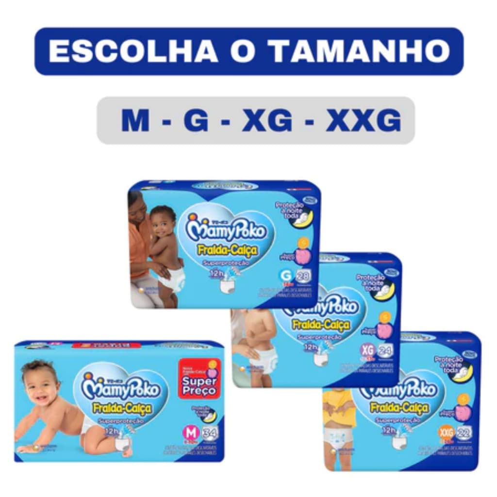 Fralda Calça MamyPoko nos tamanhos G ao XXG