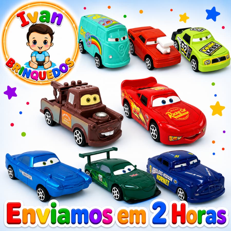 Carros Relâmpago Coleção Macqueen Kit 8 ou 6 Carrinhos Filme Carros 3 Miniatura Brinquedo infantil Crianças e Bebê