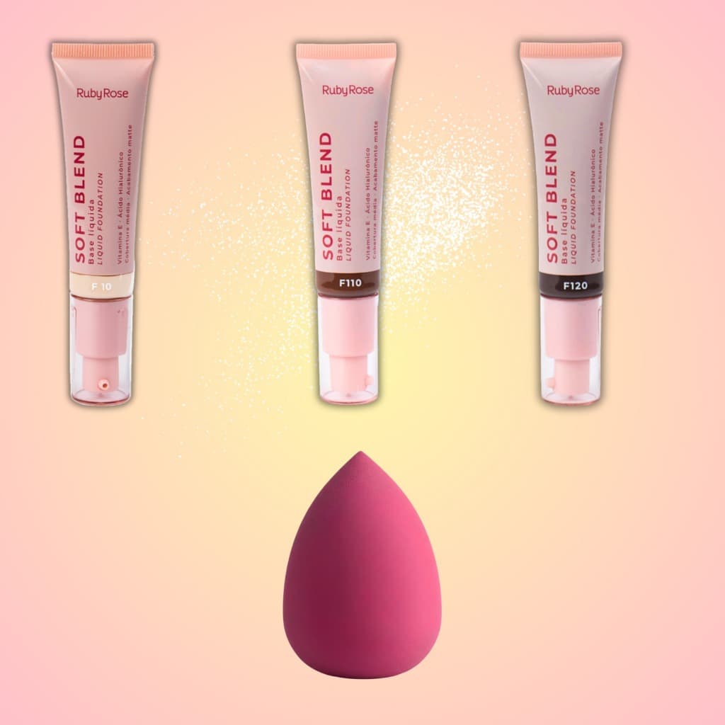 Base Liquida Soft Blend Ruby Rose + esponja gota sabrina sato