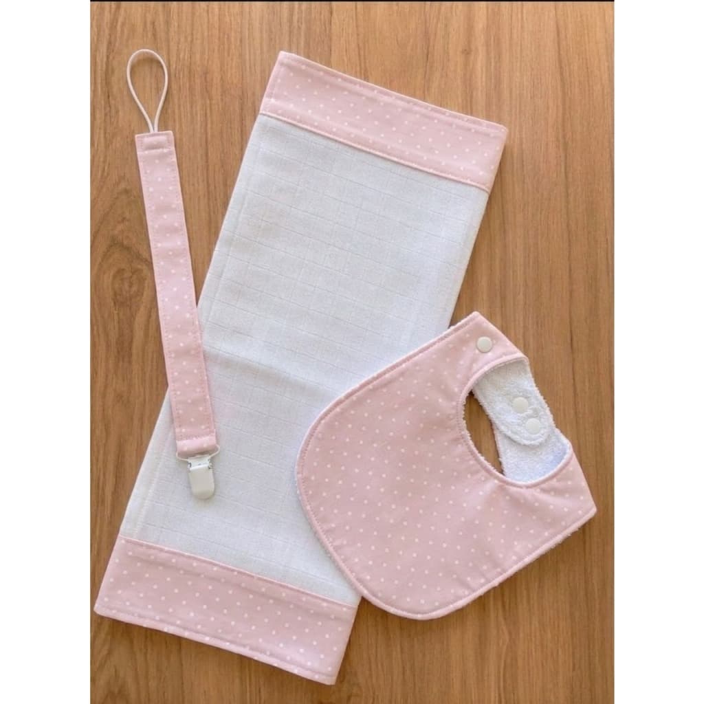 Kit Bebê Fralda de Boca Clean + Babador + Prendedor de Chupeta Enxoval Bebê | Recém-Nascido | Estampas Variadas