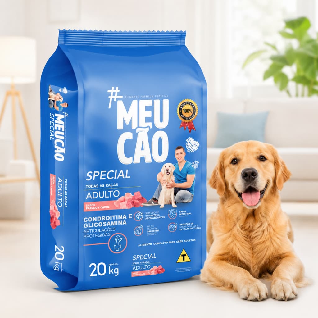 Ração Cachorro 20kg Meu Cão Premium Special Todas as Raças Sabor Frango Carne 22% Proteína