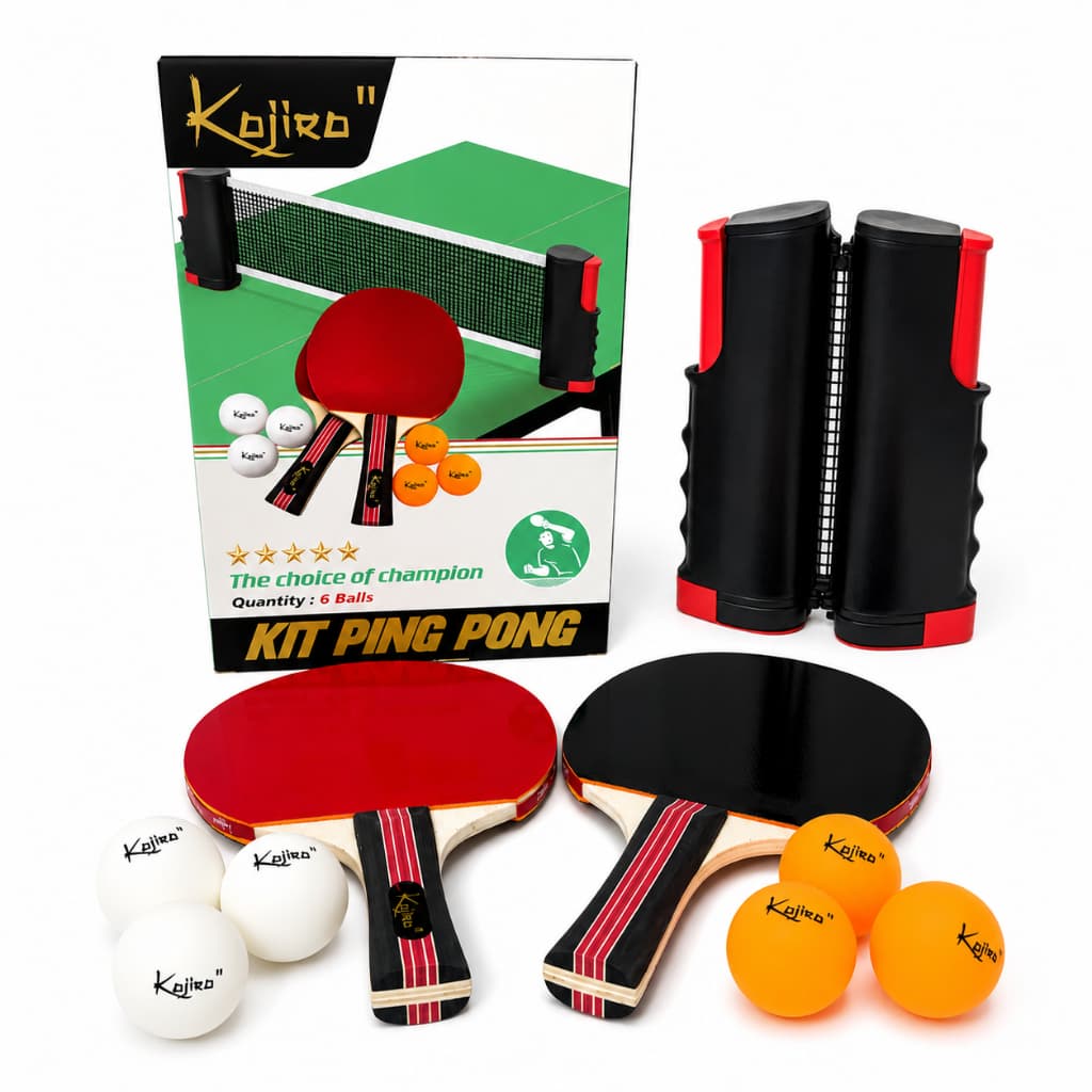 Kit Ping Pong Tênis Mesa + 2 Raquetes Rede Retrátil 6 Bolas Profissional