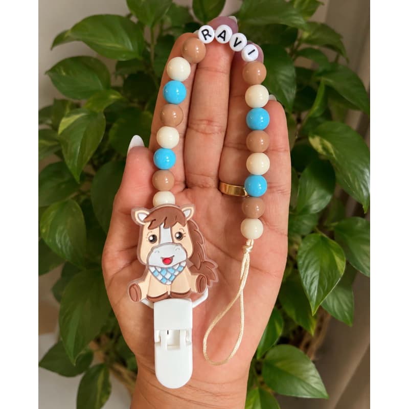 Prendedor de Chupeta Personalizado  Acessório Bebê | Enxoval |Presente para bebê ,Bico Cordão Cavalhinho Vaquinha