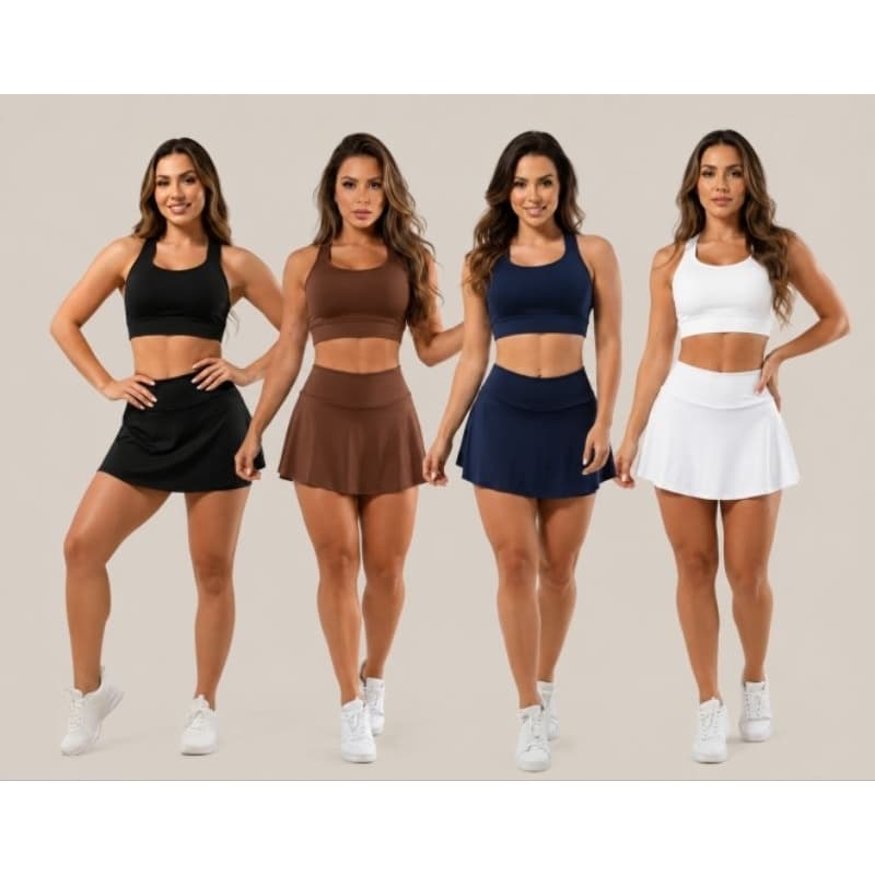 Short Saia Roupa Academia Fitness Feminina Tecido leve Confortável Zero Transparência Cintura alta