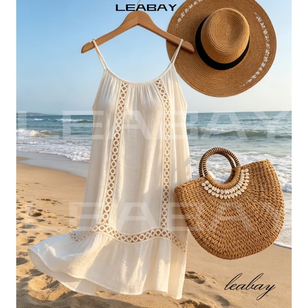 Vestido de Alça Fina Evasê Saída de Praia Verão, Vestido alça fina, Vestido Curto Feminino Sem manga,moda praia feminina