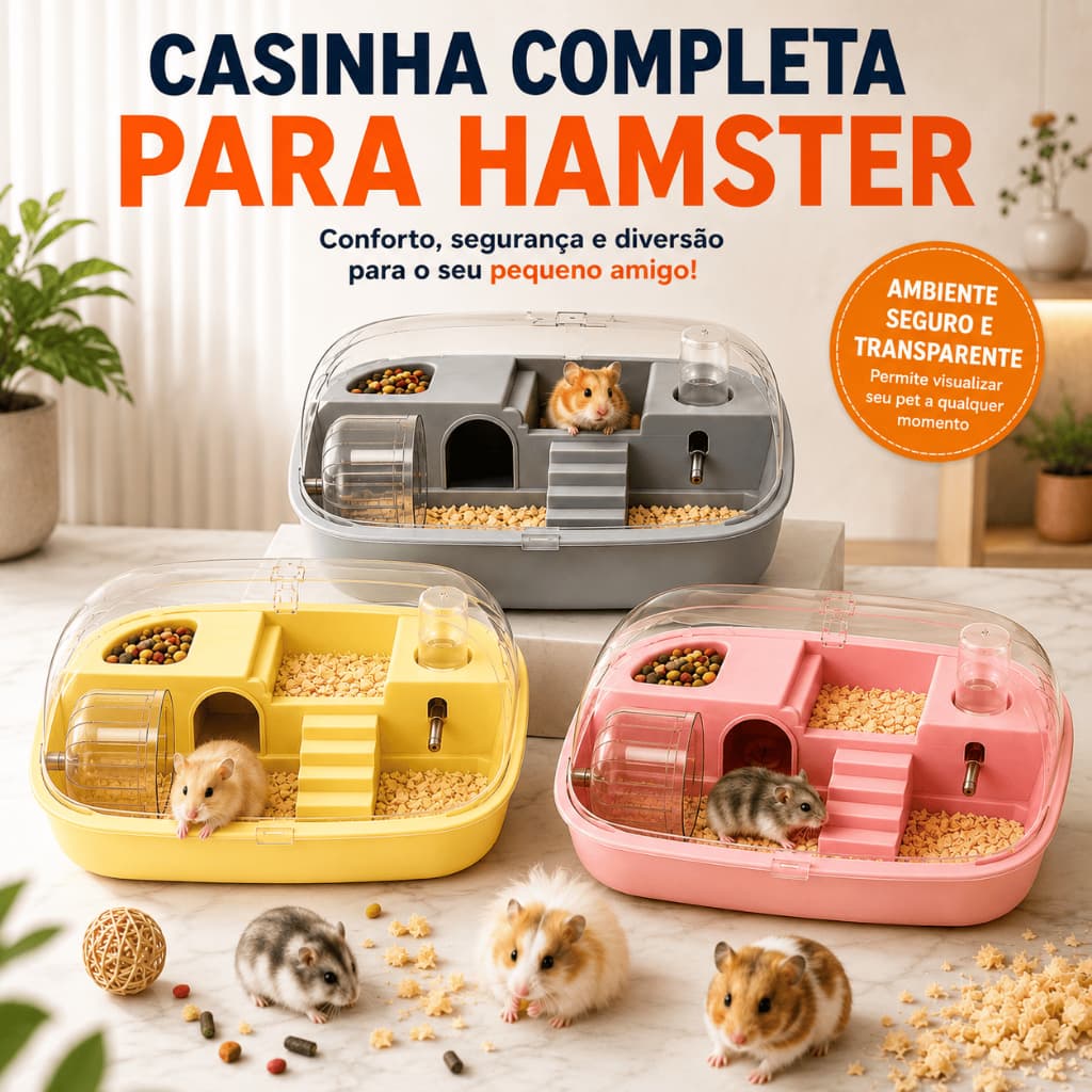 Gaiola Casa Casinha Hamster Sírio Anão Russo Gerbil Completa Com Rodinha Escada E Bebedouro