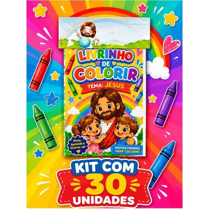 Kit Livrinho de Colorir Tema Jesus / livrinho com frases e desenhos / lembrancinha / escolha a quantidade