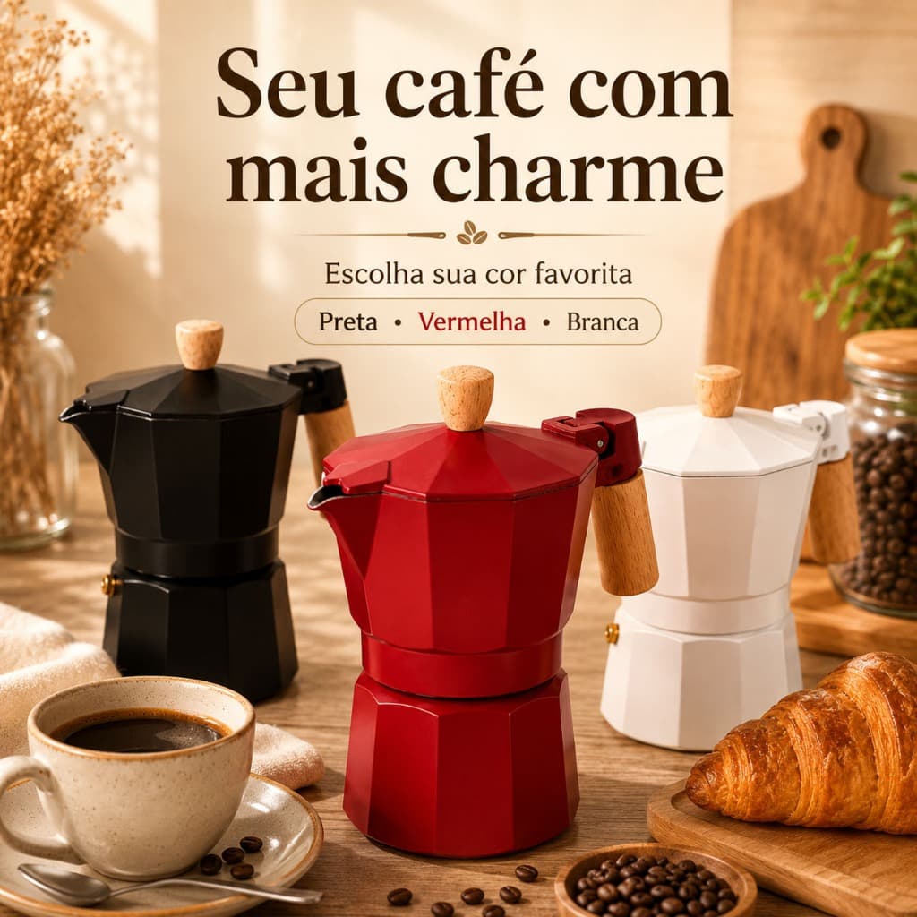 Cafeteira Italiana Moka de Fogão 3 Cores Para Café Expresso Cantinho do Café