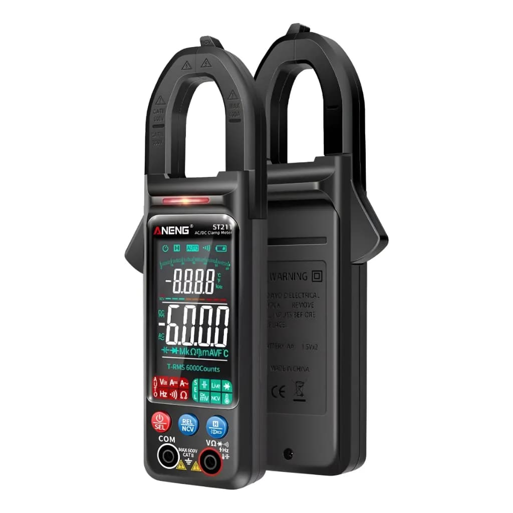 Multímetro Alicate Digital ANENG ST211 True RMS 6000 Contagens AC DC NCV Capacitância Frequência Temperatura