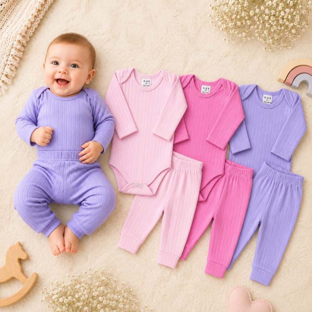 Kit Body M/L e Culote Mijão Bebê 2 Peças Unissex Menina Menino Roupa Confortável Baby Color Primavera Verão Inverno