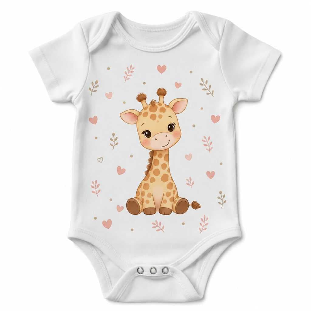 Body Bebê Manga Curta Girafinha Roupa De Bebê Menina Menino Infantil Algodão Estampado
