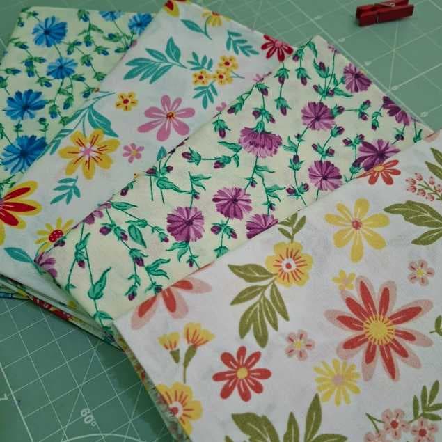 Kit 4 Tecidos Tricoline Floral 100% Algodão 50x150cm Patchwork Costura Criativa