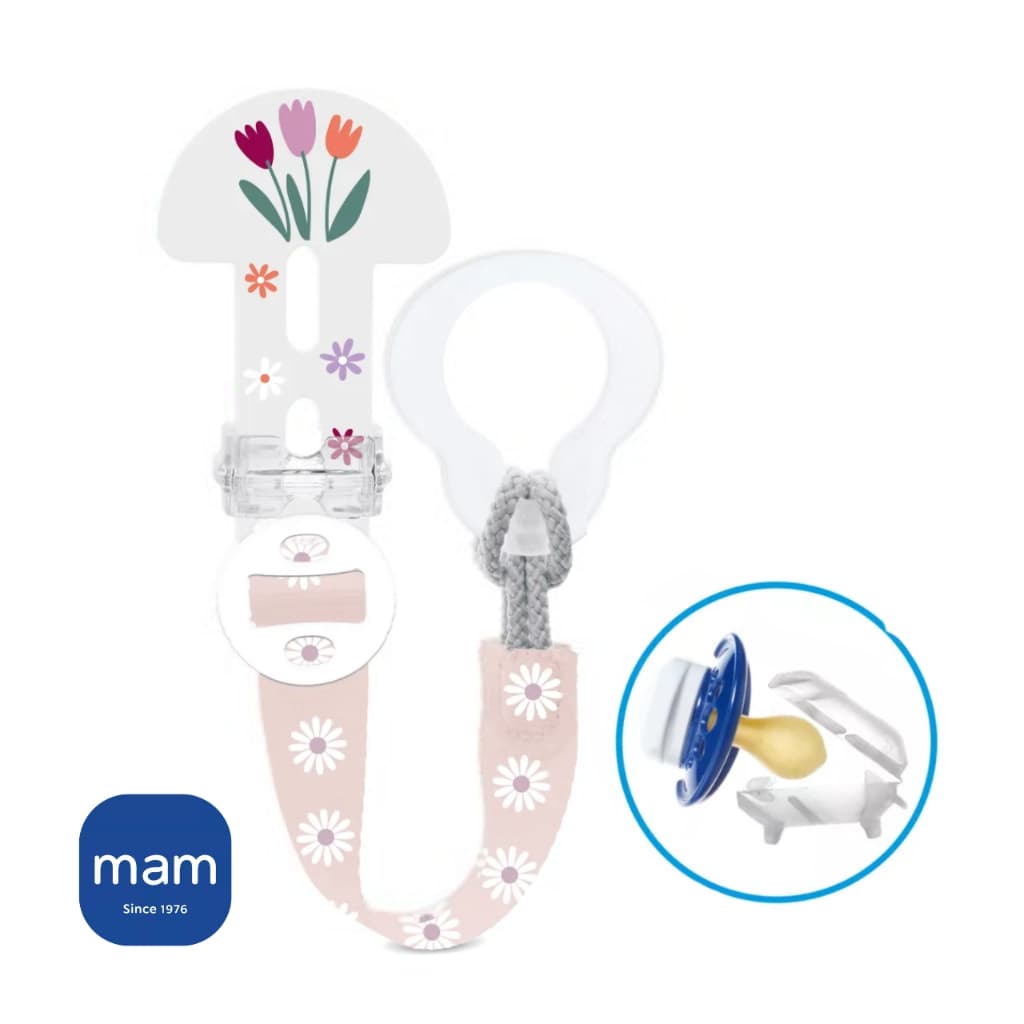 Prendedor de Chupetas MAM com Protetor de Bico CLIP IT & Cover Anel Silicone Bico Infantil Bebê