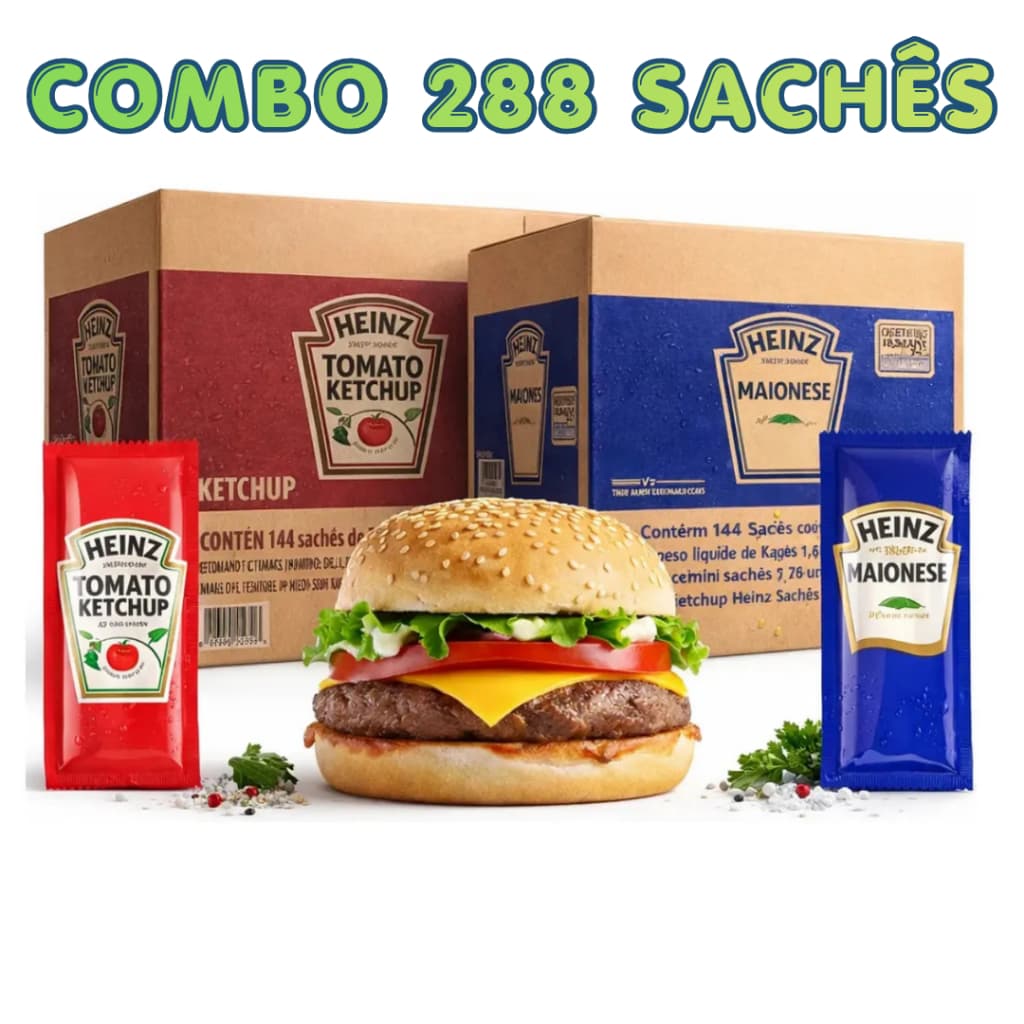 Maionese e Ketchup Heinz 2 Caixas 288 Sachês 7g