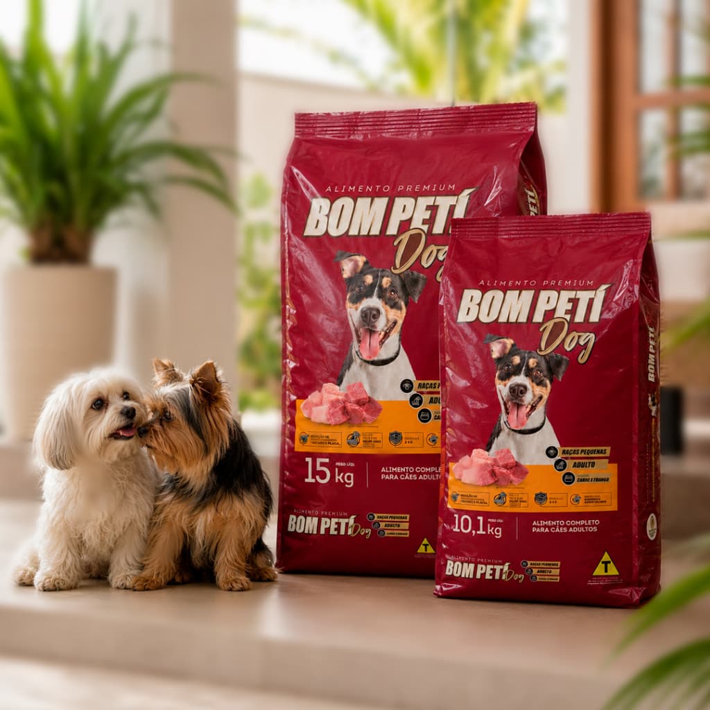 Ração para Cachorro Bom Petí Dog 10kg e 15kg Adulto Raças Pequenas Sabor Carne e Frango